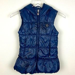 Girls Puffer Vest with Hood | Navy Blue | Size 11/12